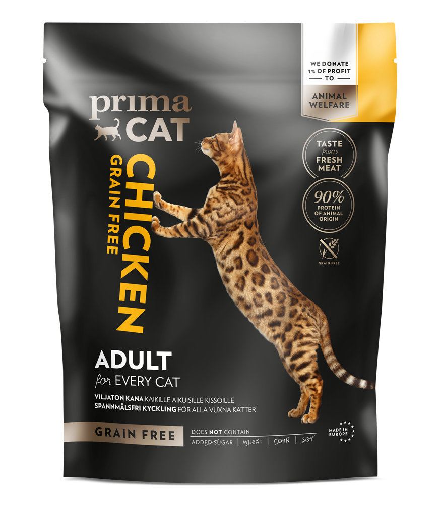PrimaCat Krmivo s kuřetem, bez obilovin pro dospělé kočky Suché krmivo pro kočky