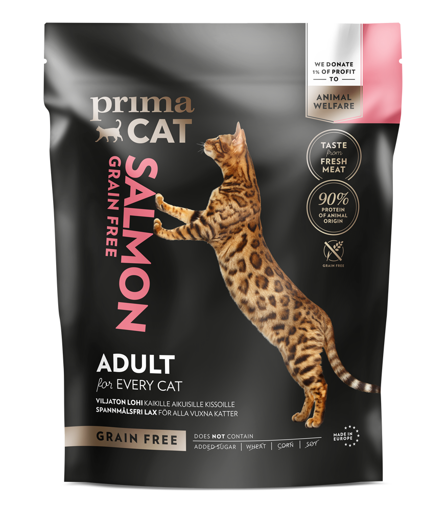 PrimaCat Spannmålsfri lax-kattmat för vuxna katter