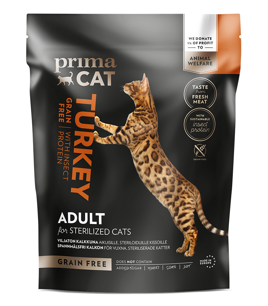 PrimaCat Grain Free Turkey with Insect Protein for sterilized cats