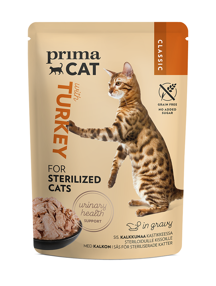 PrimaCat Classic turkey in gravy wet food for sterilized cats