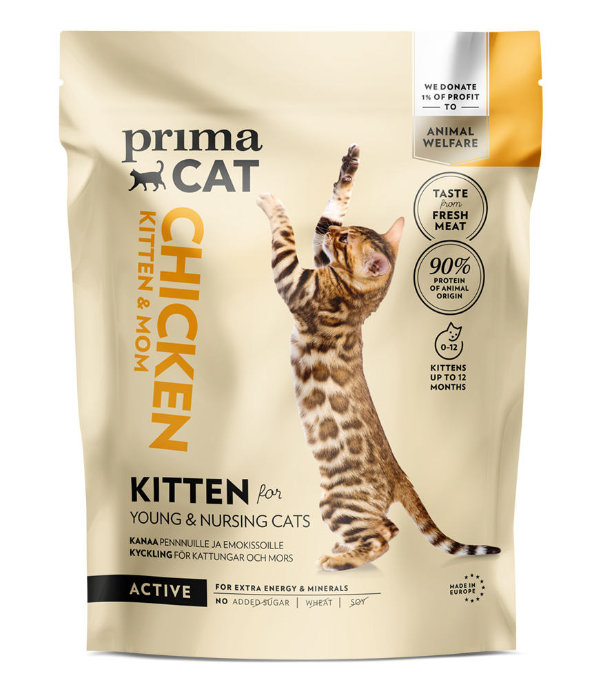Krmivo PrimaCat s kuřecím masem pro koťata a kojící kočky