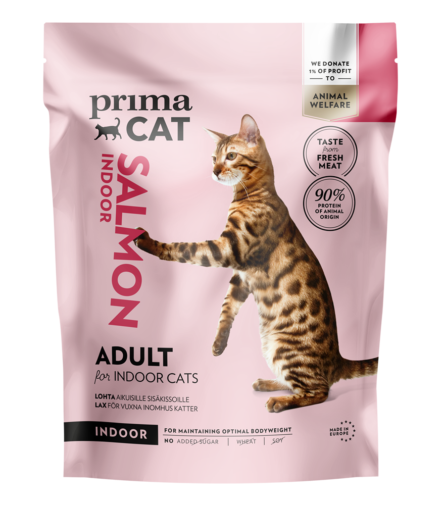 PrimaCat Krmivo s lososem pro dospělé kočky žijící uvnitř Suché krmivo pro kočky