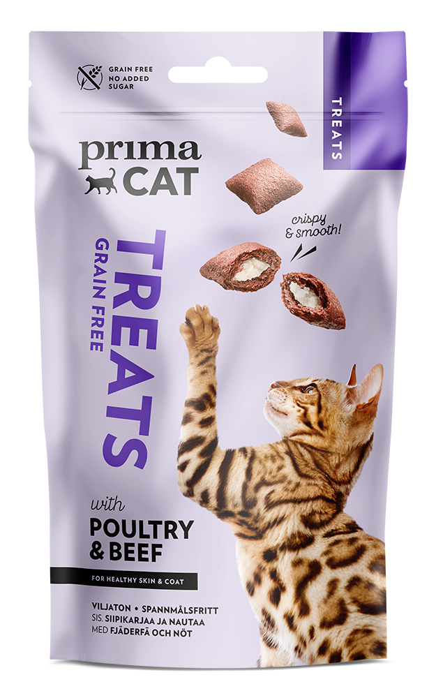 PrimaCat Crunchy Poultry & Beef Cat Treat for Skin & Coat