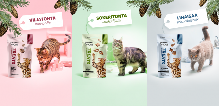 Kissan herkut pukinkonttiin joululahjaksi kissalle PrimaCat