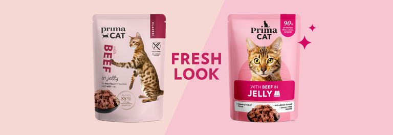 PrimaCat’s old and updated packaging side by side