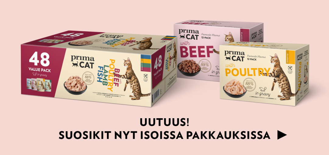 PrimaCat uutuudet. Suosikkituotteet isoissa pakkauksissa