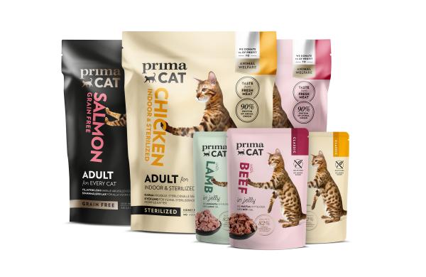 Produktsortiment för kattmat PrimaCat