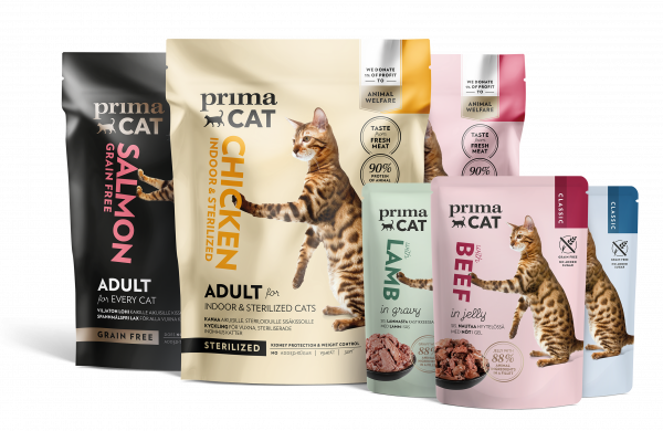 PrimaCat kissanruoka pakkaukset