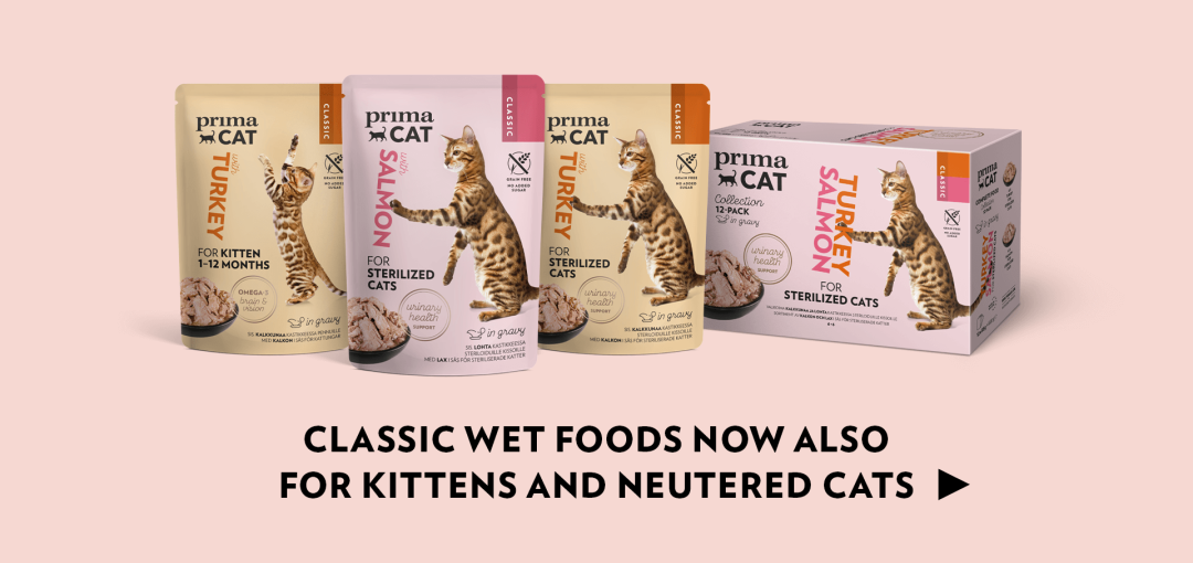 PrimaCat wet foods for kittens and neutered cats
