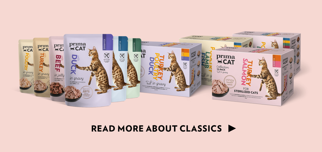 PrimaCat Classic wet cat food selection